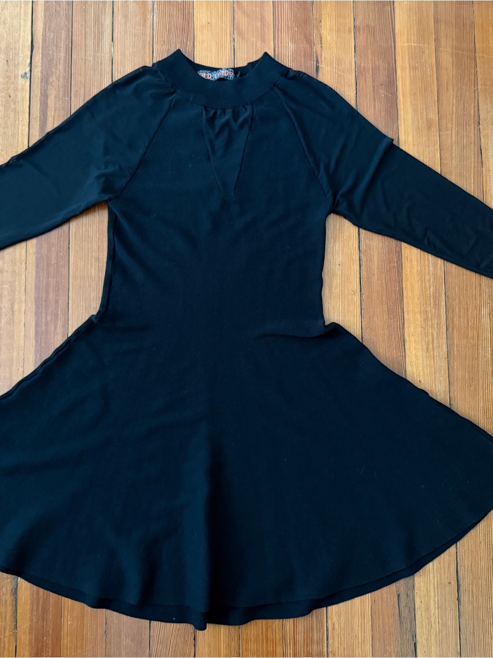 QED London Long-Sleeve Fit & Flare Dress